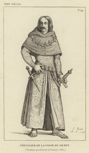 十三世纪，Cose du Genet 骑士，1365 年之后的服装（雕刻） 作者 法语学校