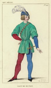 XIV Siecle, Costume de Page（彩色雕刻） 作者 法语学校