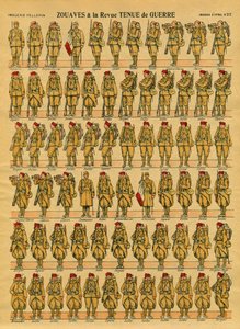 Zouaves, a French Armee Infantry unit created in 1830 by General Clauzel for the conquete of Algeria. Epinal imaging 作者 法语学校