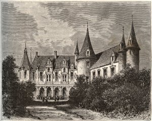 梅赞格尔的罗切尔城堡（chateau du rocher a mezangers en Mayenne）--载于V.A. Malt-Brown的 "La France illustree: geographie, histoire, administration statistique "的雕刻。 作者 法语学校