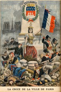 fluctuat nec mergitur - 巴黎镇的十字架被引入巴黎的纹章中，插图来自英国报纸 "Le Petit Journal" 5月5日。 作者 法语学校