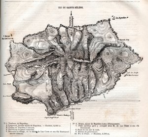 圣赫勒拿岛地图，雕版印刷 作者 法语学校