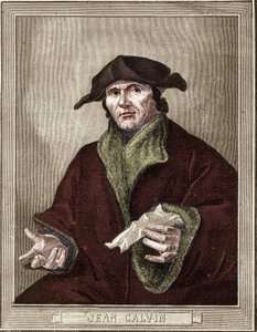 让-加尔文（1509-1564）的画像，法国宗教改革家和作家。 作者 法语学校