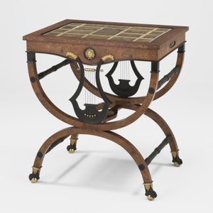 桌子，约1800年（枫木，杉木或松木，镀金青铜和大理石） 作者 弗里德里希·吉利（后）