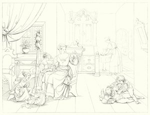席勒的《冯德格洛克的谎言》或《钟声》的插图（版画） 作者 弗里德里希·奥古斯特·莫里茨·雷茨奇