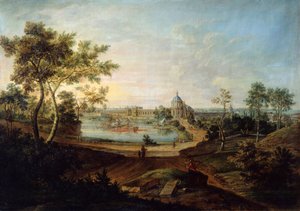 伟大的宫殿的景色在奥拉宁鲍姆（1758）。 作者 弗里德里希·哈特曼·巴里森
