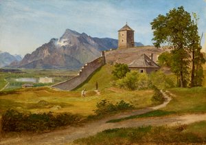 萨尔茨堡门奇山（Mönchsberg）上的军事警卫室和约瑟夫塔（Josefsturm）。