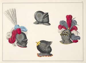 头盔，来自&39;发展历史与侠义风俗&39;，由Franz Kottenkamp博士发表，由Carl Hoffmann出版，1842年 作者 弗里德里希·马丁·冯·赖比施