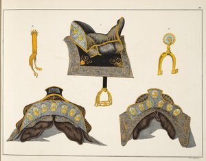 鞍马和马刺，来自&39;发展历史与侠义风俗&39;，由Franz Kottenkamp博士发表，由Carl Hoffmann出版，1842年 作者 弗里德里希·马丁·冯·赖比施