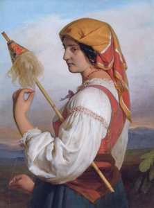 德文：手持拐杖的意大利妇女（Chiaruccia）
