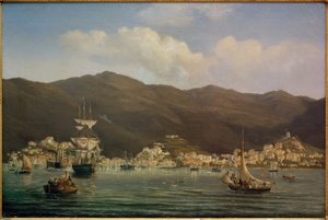 圣托马斯港口的视图 作者 弗里茨·梅尔比（Fritz Melbye）