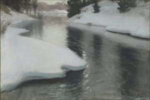 《春天解冻》，弗里茨 (1847-1906) 作者 Thaulov。 画布上的粉彩 作者 约翰·弗雷德里克·陶洛