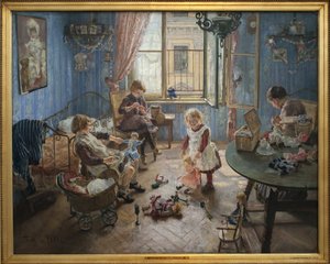 Kindergarten. Painting by Fritz von Uhde (1848-1911), oil on canvas