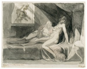 阿尔普离开两个熟睡的女人的床室，1810年。 作者 菲斯利