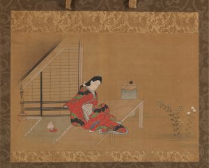 阳台上的年轻女子，17世纪下半叶。 作者 古山诸重
