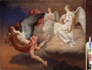 阿巴顿和天使。 弗里德里希·戈特利布·克洛普斯托克（Friedrich Gottlieb Klopstock，1724-1803 年）的史诗史诗《救世主》。 费多尔·塞米奥诺维奇·扎维亚洛夫 (Fedor Zavialov) 的绘画 (1810-1856)，huile sur toile，前卫 1844 年。俄罗斯艺术 作者 费奥多尔·塞米奥诺维奇·扎维亚洛夫