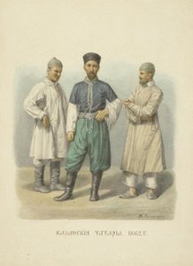 喀山鞑靼人，1869年俄罗斯国家服装系列的插图