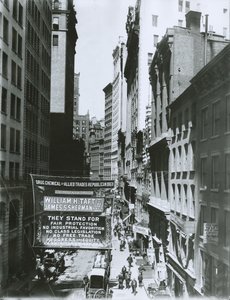 1908年，纽约市梅登巷的塔夫脱和谢尔曼旗帜