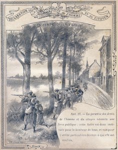 1789年：《人与公民的权利宣言》 :捍卫祖国.雕刻在 "Le livre unique de morale et d