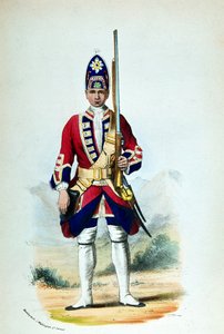 1742年英国皇家北部Fusiliers的一个私人，为Cannons军事记录 作者 通用电气·马德利