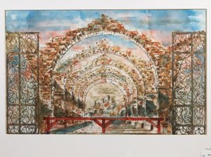 莫里斯·拉威尔芭蕾舞剧《波莱罗》的布景设计（纸本水彩） 作者 里贡