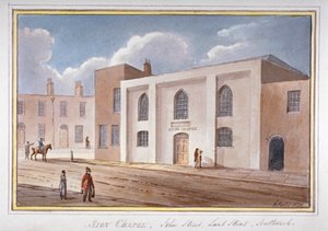 位于伦敦南华克区约翰街的锡安教堂景观，1825年