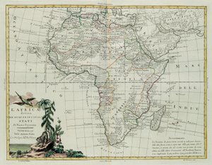 非洲分为主要州，由Zuliani雕刻，拍摄于1776年由Antonio Zatta在威尼斯出版的最新地图册的Tome I，私人收藏 作者 祖利亚尼