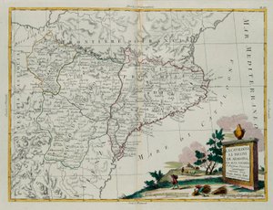加泰罗尼亚，阿拉贡王国和阿尔塔纳瓦拉，由Zuliani雕刻，由1775年威尼斯出版的最新地图册的Tome I拍摄，由Antonio Zatta拍摄，私人收藏
