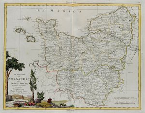Normandie，Maine和Perche的政府，由Zuliani雕刻，取自1777年威尼斯出版的最新地图集的Tome I作者：Antonio Zatta，私人收藏 作者 祖利亚尼