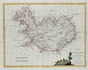 冰岛划分为多个区，由 G. Zuliani 雕刻，取自安东尼奥·扎塔于 1781 年在威尼斯出版的“最新地图集”的第三卷，私人收藏 作者 祖利亚尼