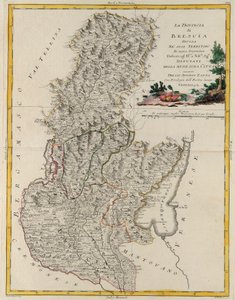 威尼托州的土地面积：布雷西亚，G. Zuliani 雕刻，取自安东尼奥·扎塔于 1783 年在威尼斯出版的“最新地图集”的 Tome II，私人收藏 作者 祖利亚尼