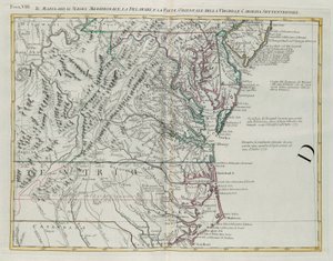 Maryland, southern New Jersey, Delaware and the eastern part of Virginia and North Carolina, engraving by G. Zuliani taken from Tome I of the "Newest Atlas" published in Venice in 1778 by Antonio Zatta, Private Collection 作者 祖利亚尼