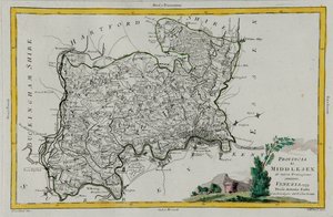米德尔塞克斯省，由 G. Zuliani 雕刻，取自 1779 年安东尼奥·扎塔在威尼斯出版的“最新地图集”的第一部，私人收藏 作者 祖利亚尼