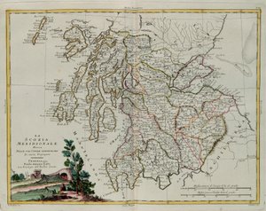 苏格兰南部划分为县，由 G. Zuliani 雕刻，取自 1779 年安东尼奥·扎塔 (Antonio Zatta) 在威尼斯出版的“最新地图集”的第一部，私人收藏 作者 祖利亚尼