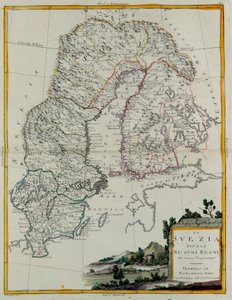 瑞典分为多个王国，由 G. Zuliani 雕刻，取自安东尼奥·扎塔于 1781 年在威尼斯出版的“最新地图集”的第三卷，私人收藏 作者 祖利亚尼