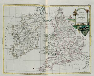 英国和爱尔兰的王国，由G. Zuliani拍摄，取自1776年威尼斯出版的最新地图册的Tome I作者：Antonio Zatta，私人收藏 作者 祖利亚尼