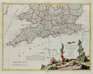 英国的南部和威尔士的校长，由Zuliani雕刻，拍摄自1778年由Antonio Zatta在威尼斯出版的最新地图册的Tome I，私人收藏 作者 祖利亚尼