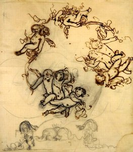 普蒂，奥赛宫餐厅天花板装饰的研究，约1900年（纸上笔墨）。