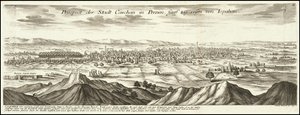 1720 年插图--从伊斯法罕出发五天后到达波斯卡尚城的前景 作者 加布里埃尔·博德内尔（Gabriel Bodenehr）