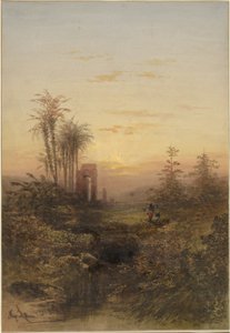 东方风景中的夕阳 作者 加布里埃尔·伊波利特·莱巴斯