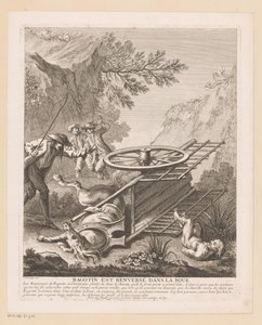拉戈丁的车
Ragotin est renversé dans la boue（物上标题）
Scènes uit de Roman Comique van Scarron（系列标题） 作者 加布里埃尔·侯奎尔