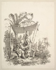 女人表现出好奇心向士兵，ca。 1742。
