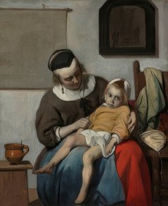 生病的孩子。约于1664-66年 作者 加布里埃尔·梅苏