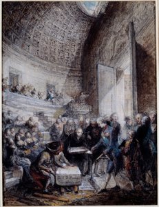 国王路易十六 (1754-1793) 为皇家外科医学院的圆形剧场落成典礼 14/09/1774 水粉画·德·加布里埃尔·德·圣奥宾 (1724-1780) 18 世纪巴黎，卡纳瓦莱博物馆
