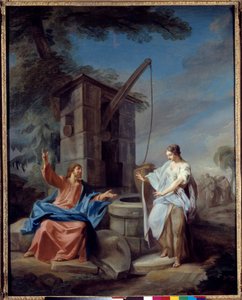 加布里埃尔·德·圣奥宾（Gabriel de Saint Aubin，1724-1780）1752 年作画的基督和撒玛利亚人。 1.35x1.06 米鲁昂，美术博物馆
