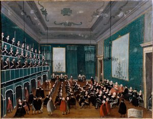 La cantata delle putte delli Ospitali 威尼斯医院收集的孤儿小组，并在安东尼奥·维瓦尔第 (Antonio Vivaldi) 时代成为合唱团的一部分。 Gabriel Bella (1730-1799) 绘画 18 世纪 Palazzo Querini Stampalia 威尼斯