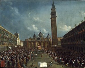 在圣马可广场举行的总督游行和向公民分发金钱。 - Gabriele Bella 的绘画（约 1730-1799 年）。 威尼斯，奎里尼邮票基金会 作者 加布里埃尔·贝拉