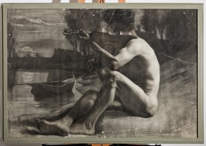 男性裸体（木炭纸本）
