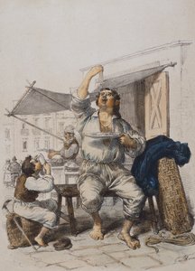 Mangia Maccaroni（吃面条的人），作者Gaetano Dura（1805-1878），雕刻品，意大利