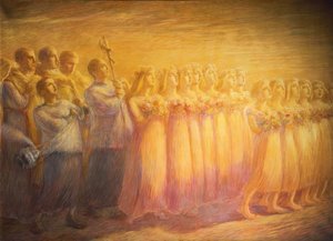 处女的葬礼， 作者 加埃塔诺·普雷维亚蒂（Gaetano Previati）